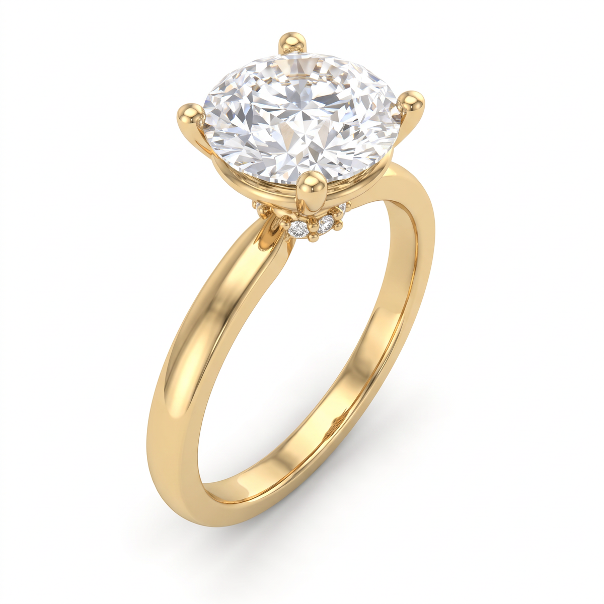 Alternate view 2: round Lab-Grown Diamond solitaire engagement ring, 14K white gold low dome band