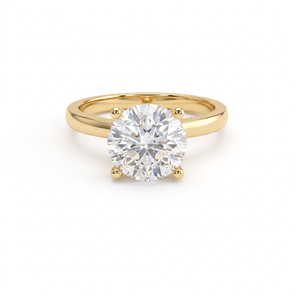 Low Dome Round Solitaire Engagement Ring with a round Lab-Grown Diamond in 14K white gold