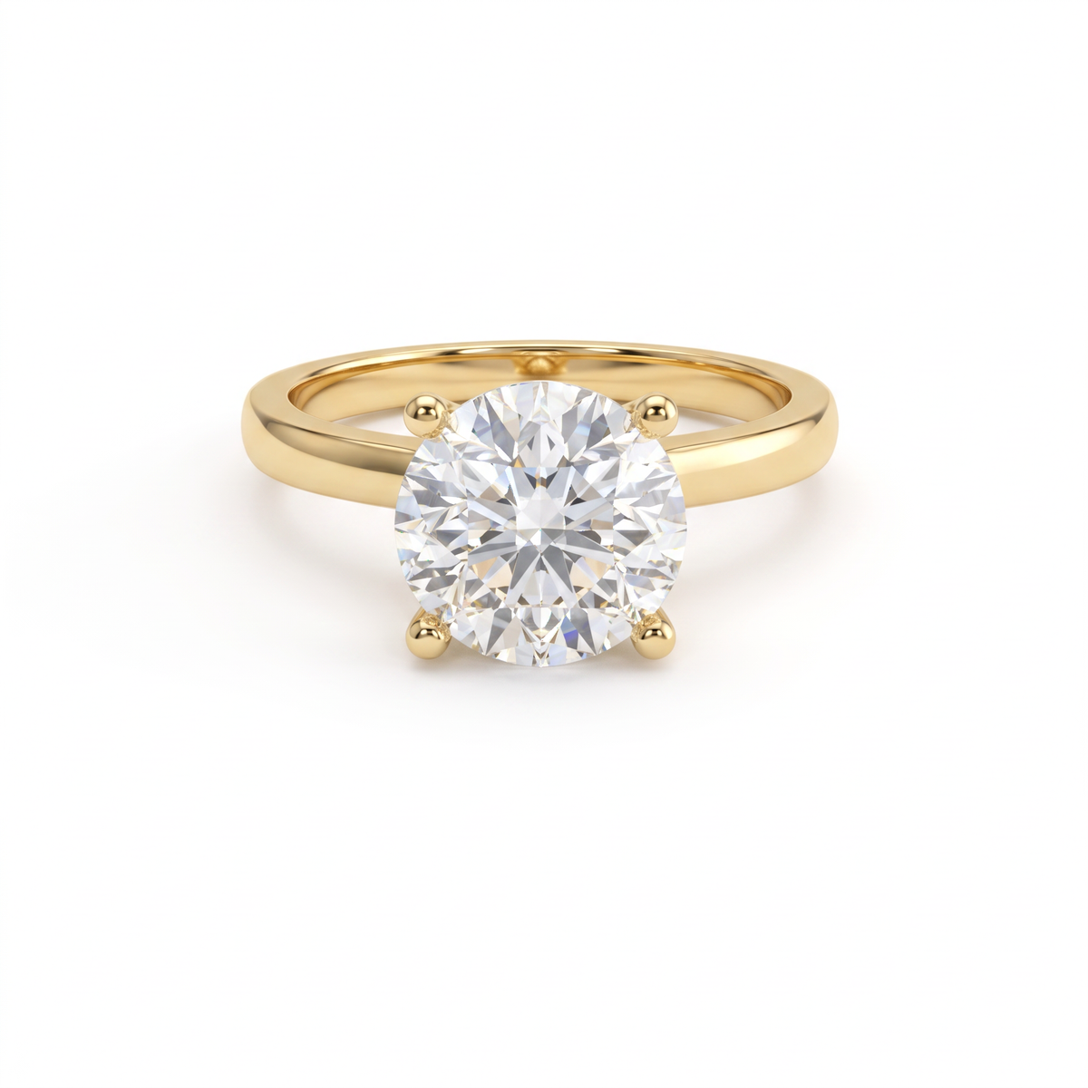 Low Dome Round Solitaire Engagement Ring with a round Lab-Grown Diamond in 14K white gold