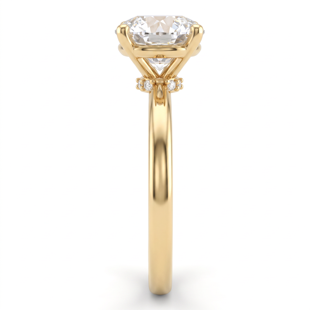 Alternate view 1: round Lab-Grown Diamond solitaire engagement ring, 14K yellow gold low dome band
