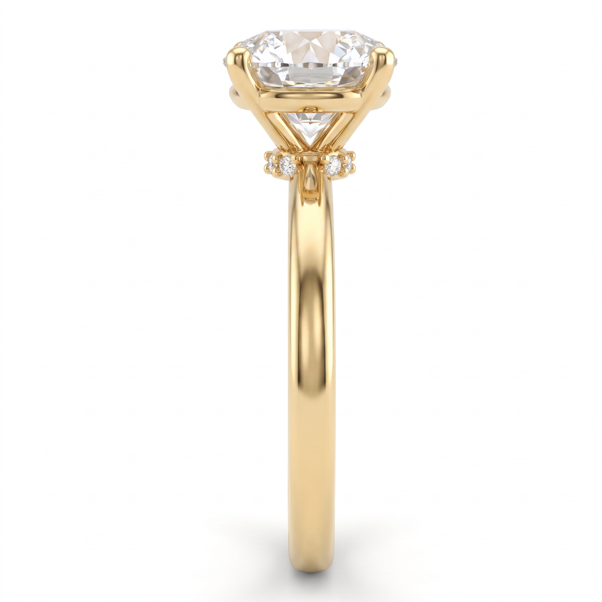 Alternate view 1: round Lab-Grown Diamond solitaire engagement ring, 14K yellow gold low dome band