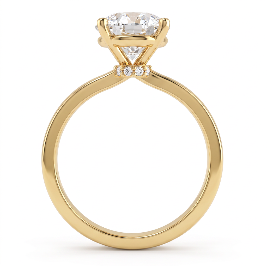 Round Lab-Grown Diamond solitaire engagement ring in 14K yellow gold, smooth 2mm low dome band