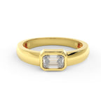 0.50ct emerald-cut lab-grown diamond bezel-set ring in 14K yellow gold – front view