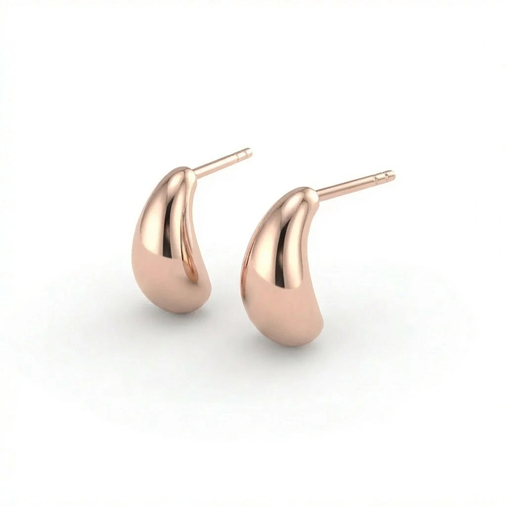 Lumi Teardrop Gold Stud Earrings in 14K rose gold featuring minimalist teardrop stud design