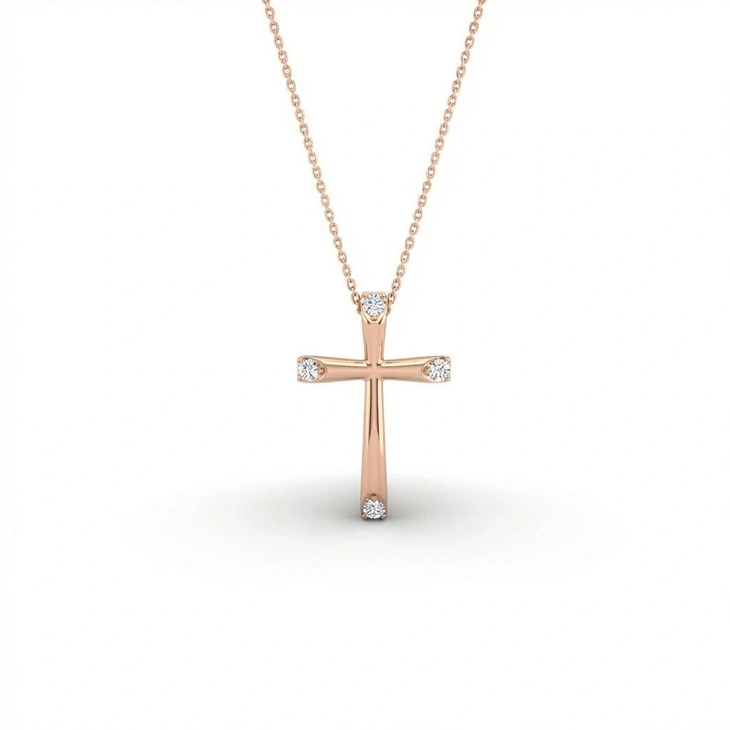 Lumine Four Diamond Cross Necklace in 14K Gold