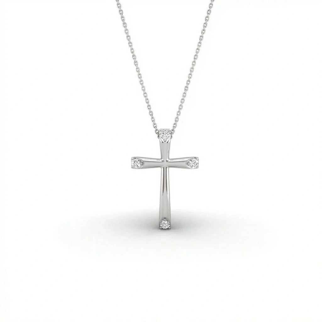 Lumine Four Diamond Cross Necklace in 14K Gold