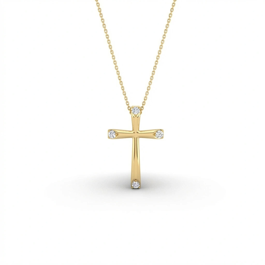 Lumine Four Diamond Cross Necklace in 14K Gold