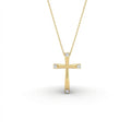 Lumine cross necklace in 14K yellow gold set with four lab-grown diamonds