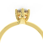 Close-up of prong setting and crown of 1ct marquise engagement ring