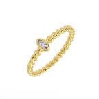 marquise diamond rope ring in solid 14k yellow gold, bezel set diamond