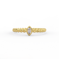front view of marquise diamond rope ring in solid 14k yellow gold