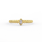 front view of marquise diamond rope ring in solid 14k yellow gold