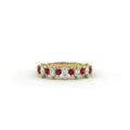Marquise Lab-Grown Diamond and ruby alternating band in 14K yellow gold, 2mm, front view — Black Pearl of Queens