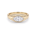 Marquise diamond signet ring in 14K yellow gold, 1ct Lab-Grown Diamond bezel-set east-west into the signet face