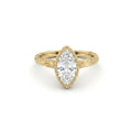Marquise Lab-Grown Diamond engagement ring with a hand-carved branch band in 14K yellow gold