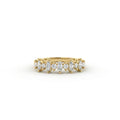 Marquise and round lab grown diamond wedding band in 14K yellow gold front view