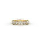 Marquise and round lab grown diamond wedding band in 14K yellow gold front view