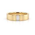 5mm men's wedding band in 14K yellow gold with a channel-set baguette Lab-Grown Diamond