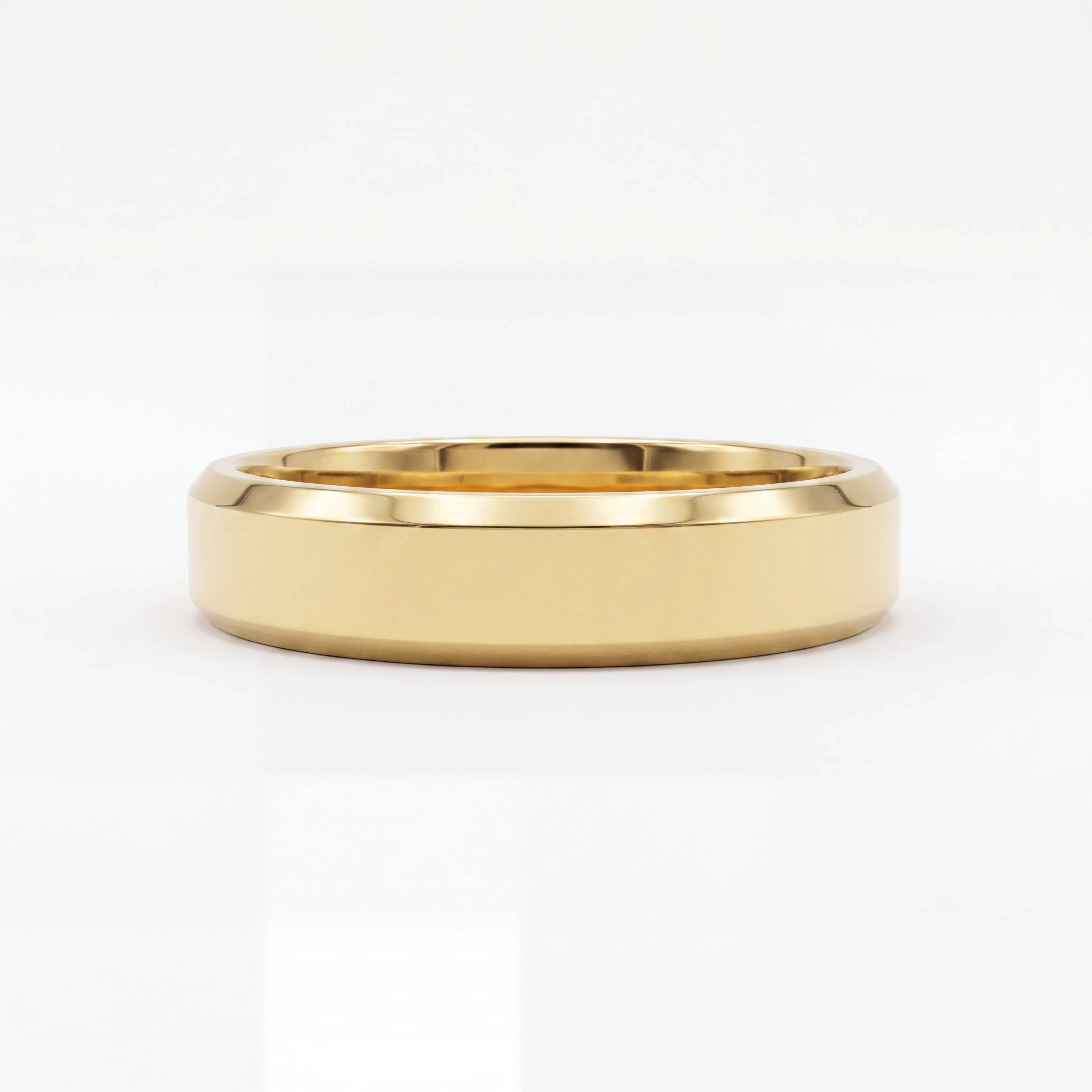 Men's Beveled Edge Wedding Band in 14K gold, front view