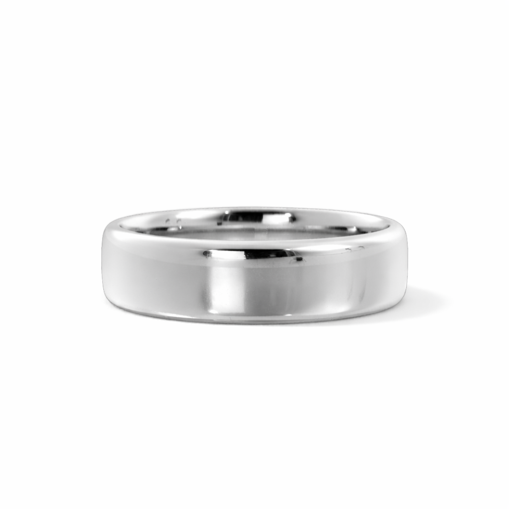 Men's Classic 6mm Comfort Fit Wedding Band in solid 14K white gold, front view