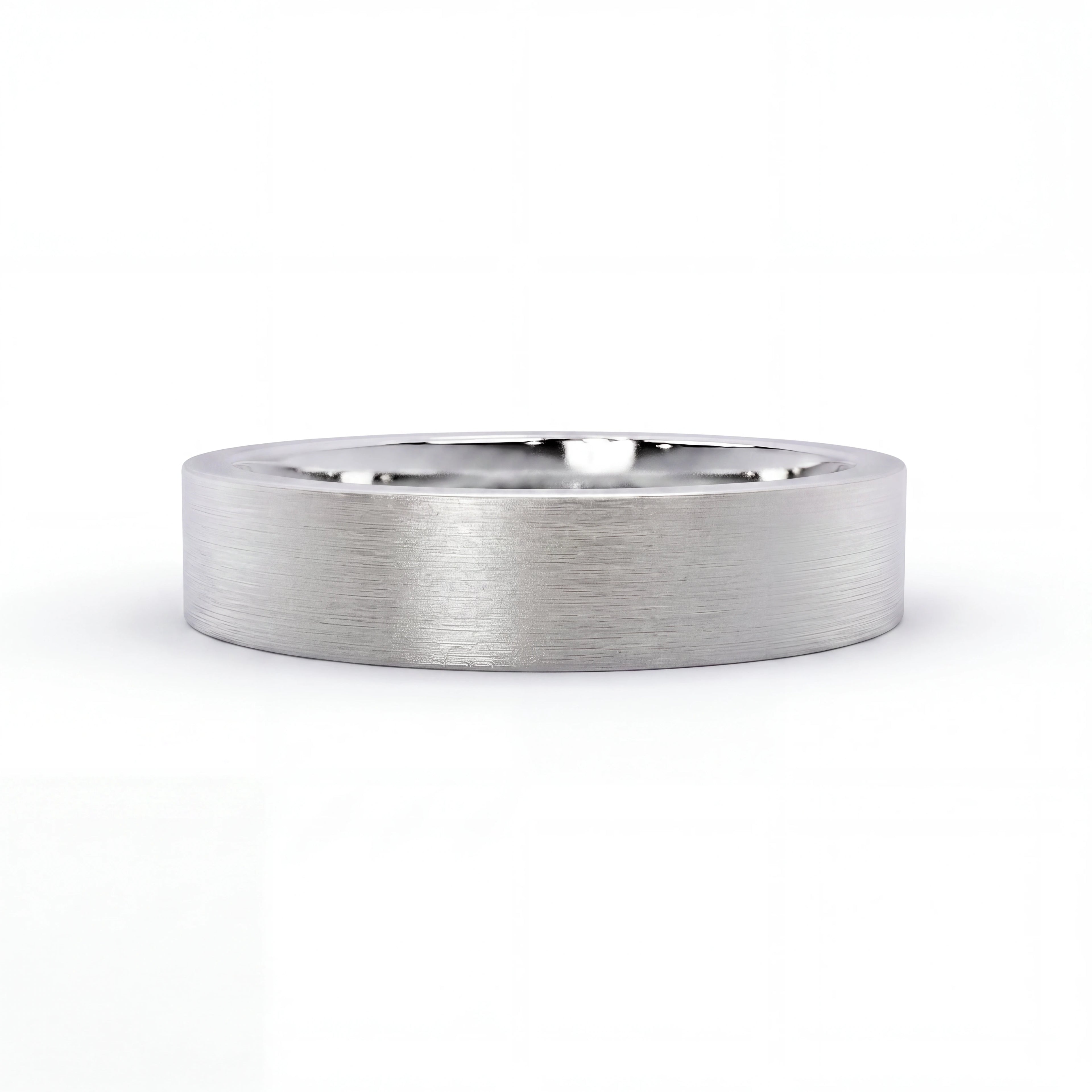 Men's Flat Satin Wedding Band in 14K rose gold, 5mm, front view