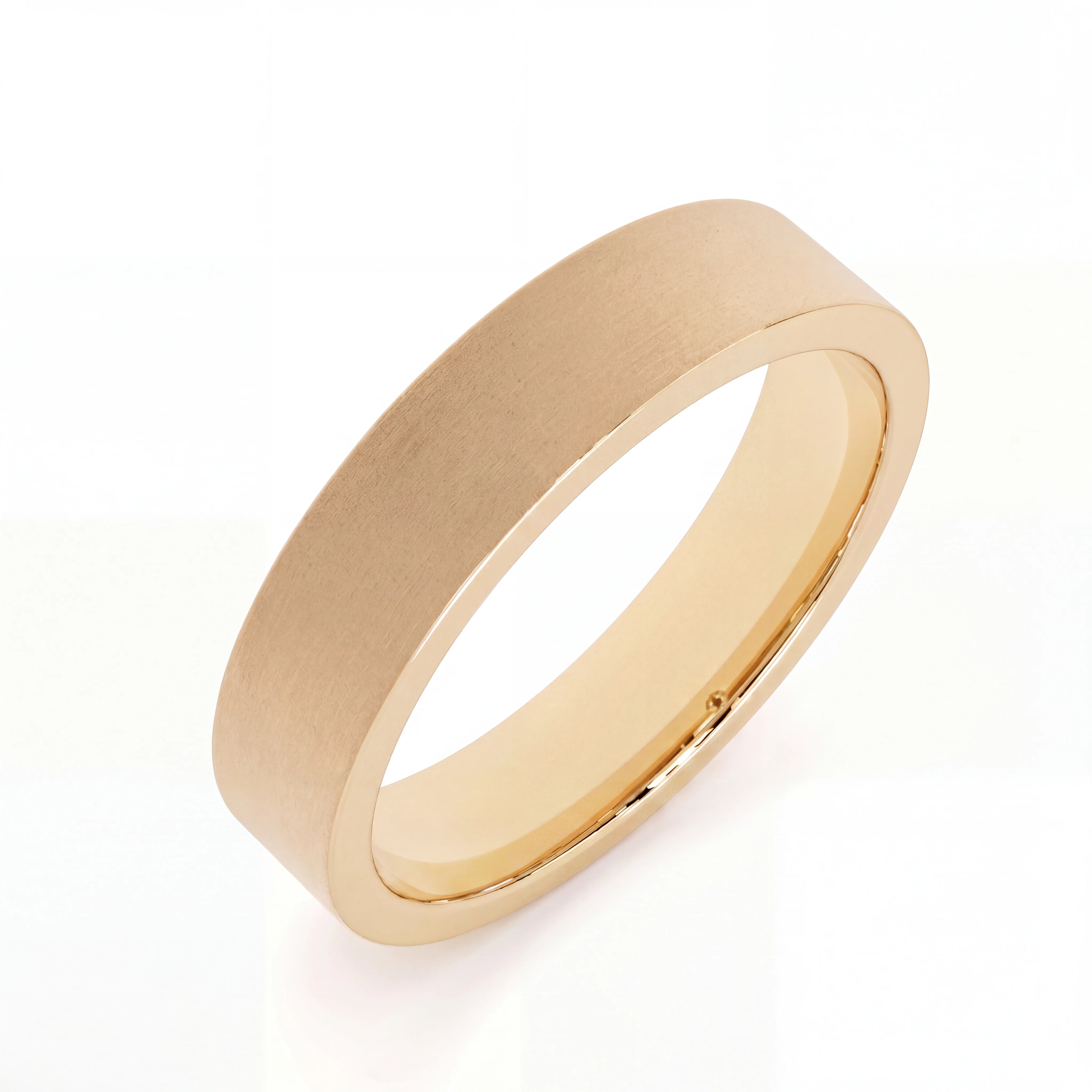 Men's Flat Satin Wedding Band in 14K white gold, 5mm, front view