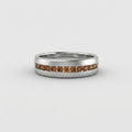 Men's Natural Cognac Diamond Wedding Band in 14K white gold, channel-set brown diamonds, front view