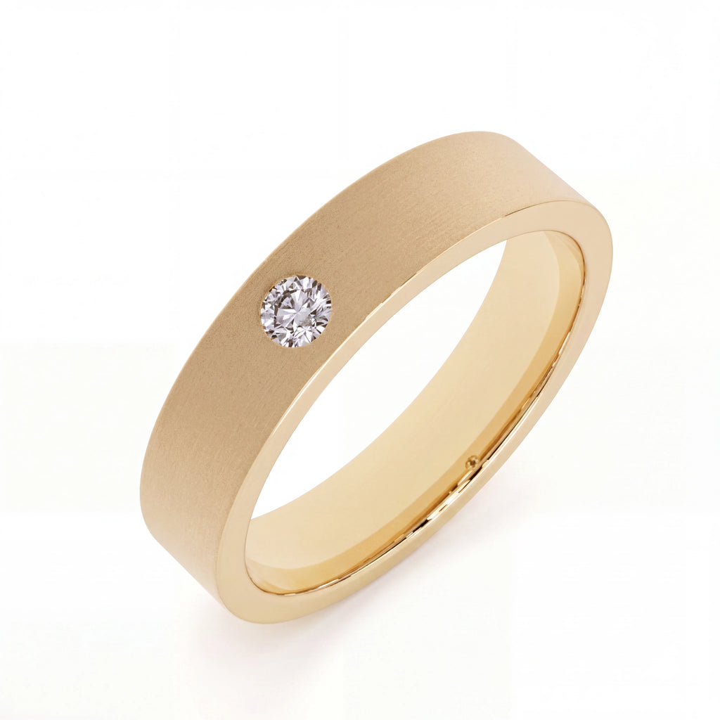 Men's Satin Lab-Grown Diamond Wedding Band in 14K white gold, 5mm, front view