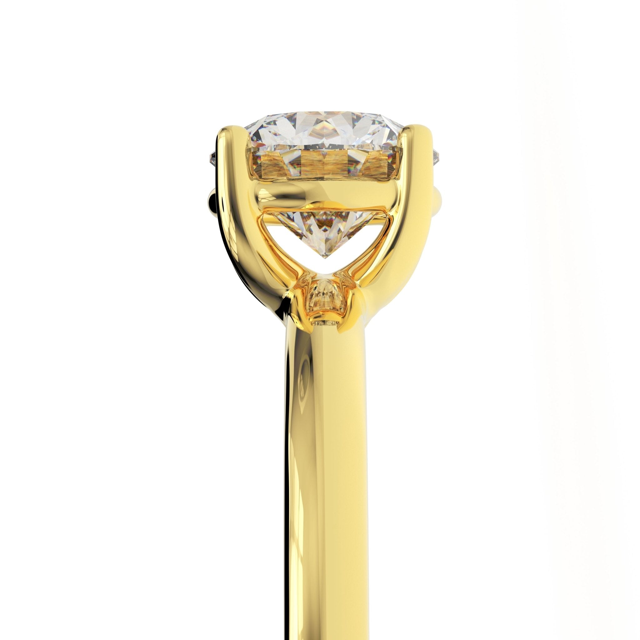 Close-up crown view of 1ct diamond solitaire setting handcrafted in New York