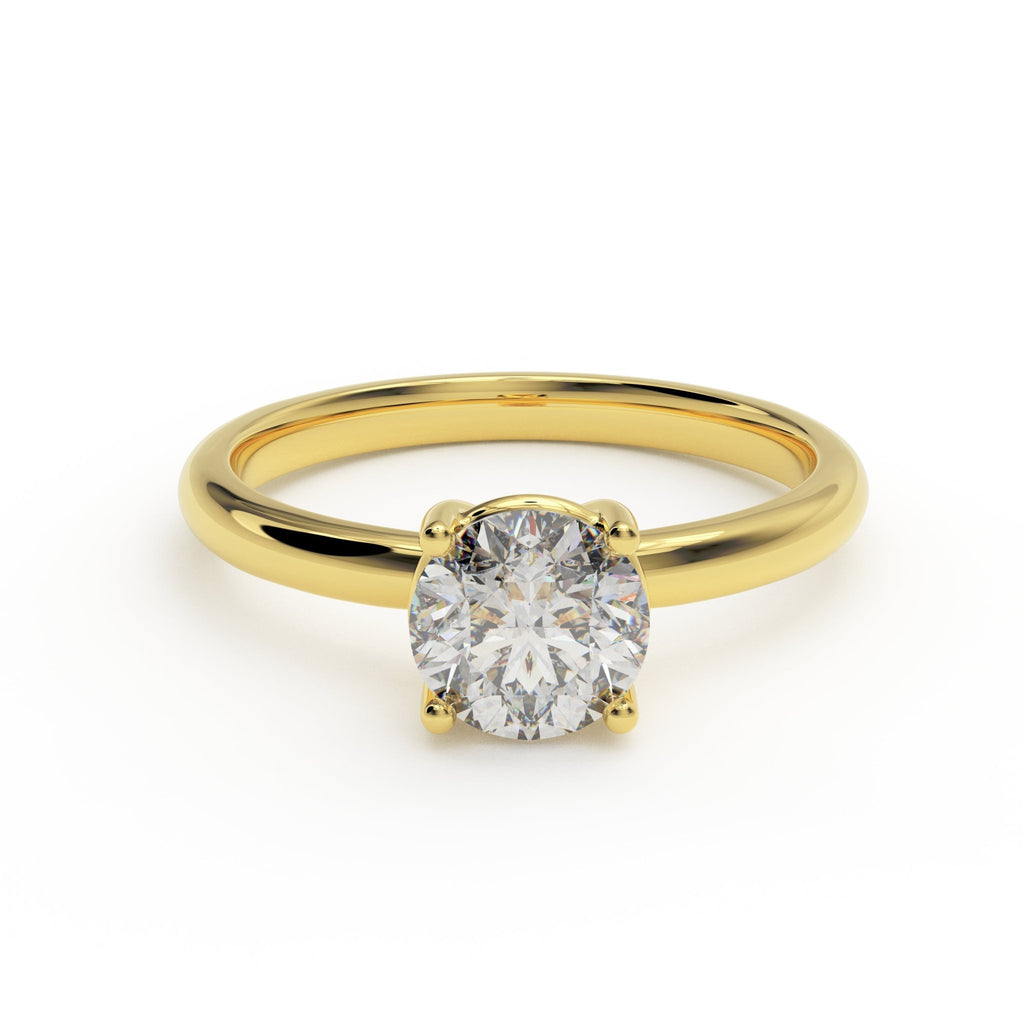 14K gold 1ct round solitaire engagement ring front view – Murray Hill Solitaire