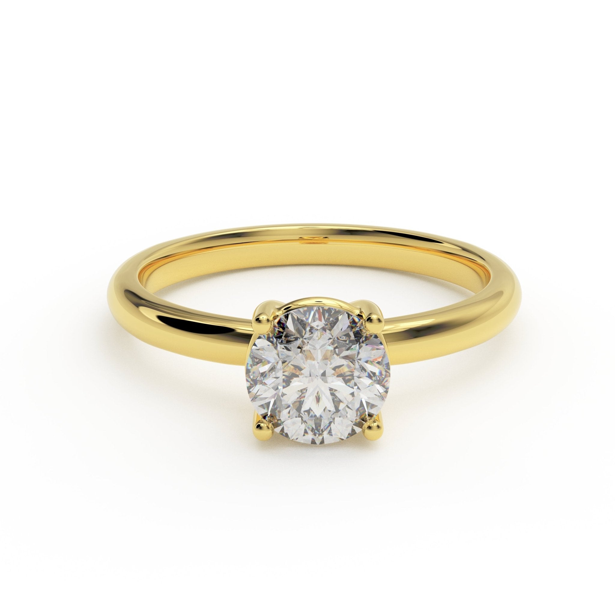 14K gold 1ct round solitaire engagement ring front view – Murray Hill Solitaire