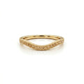 Natural Champagne Diamond curved wedding band in 14K yellow gold, front view — Black Pearl of Queens
