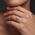 Nature-inspired Lab-Grown Diamond engagement ring, round bezel setting in 14K gold