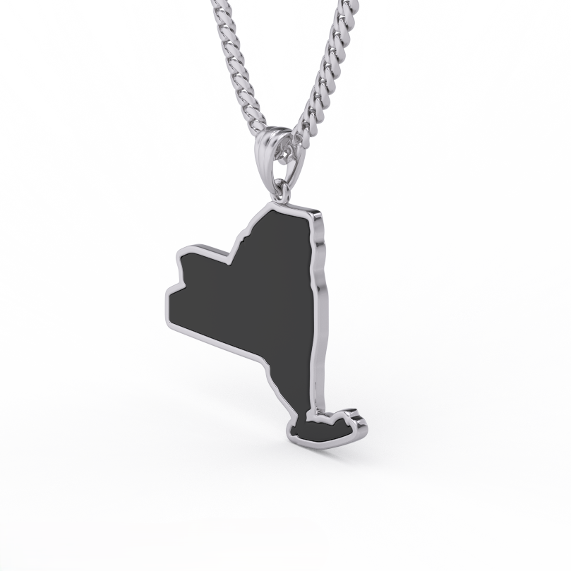 New York state silver pendant necklace for men