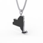 New York state silver pendant necklace for men