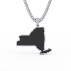 Men’s silver New York state pendant with black enamel inlay