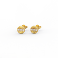 Nova bar diamond stud earrings in solid 14K yellow gold with round brilliant diamonds set in a horizontal bar, front view