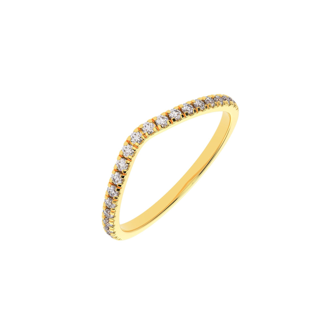 Stackable half eternity diamond band designed to pair with engagement rings in 14K gold