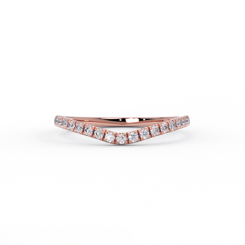 half eternity diamond wedding band in solid 14K rose gold – front view