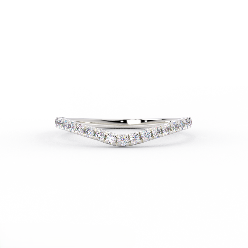 half eternity diamond wedding band in solid 14K white gold – front view