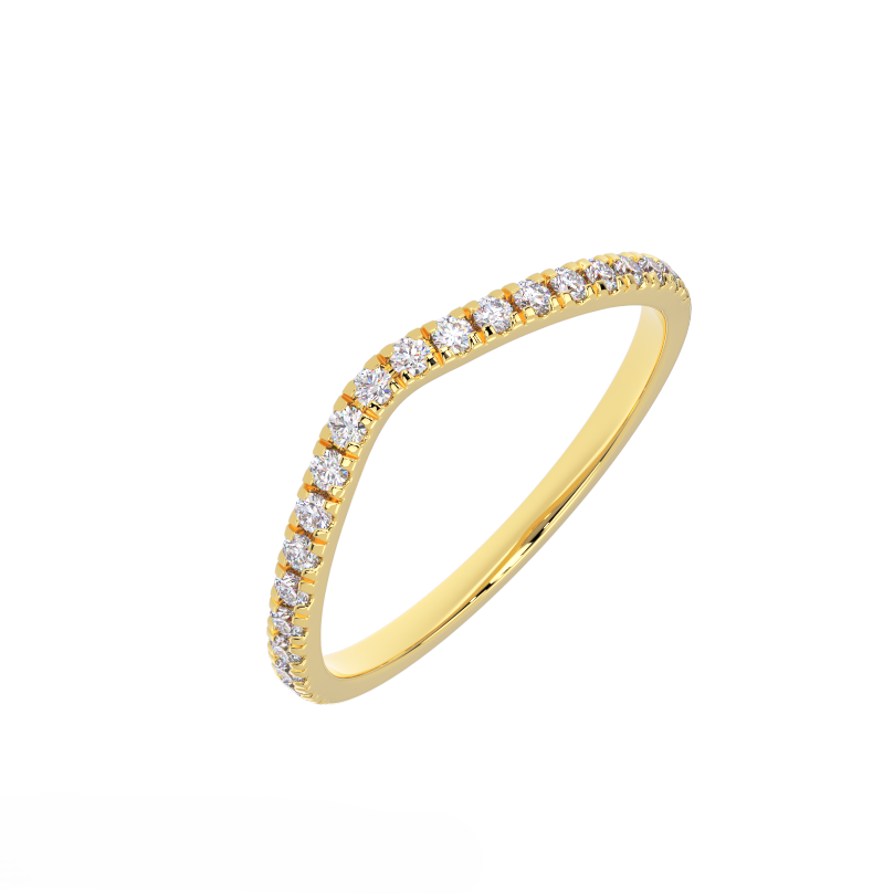 diamond wedding band showing half eternity setting – angled view