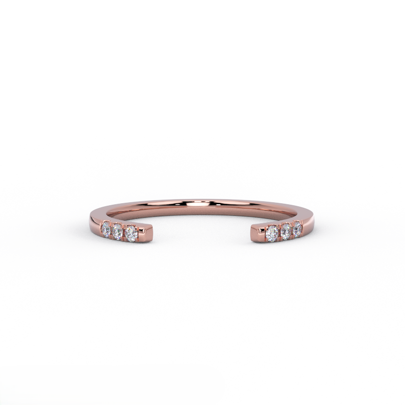 open diamond cuff ring in 14k rose gold front view
