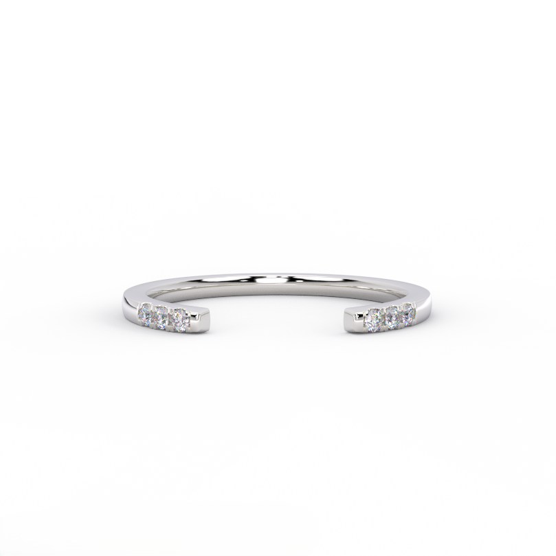 open diamond cuff ring in 14k white gold front view
