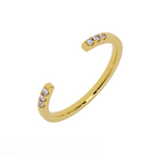 open diamond cuff ring in 14k yellow gold angled view
