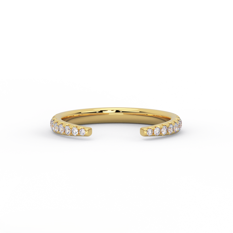 Minimal open diamond ring in solid 14K yellow gold