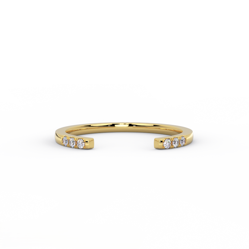 open diamond cuff ring in 14k yellow gold front view
