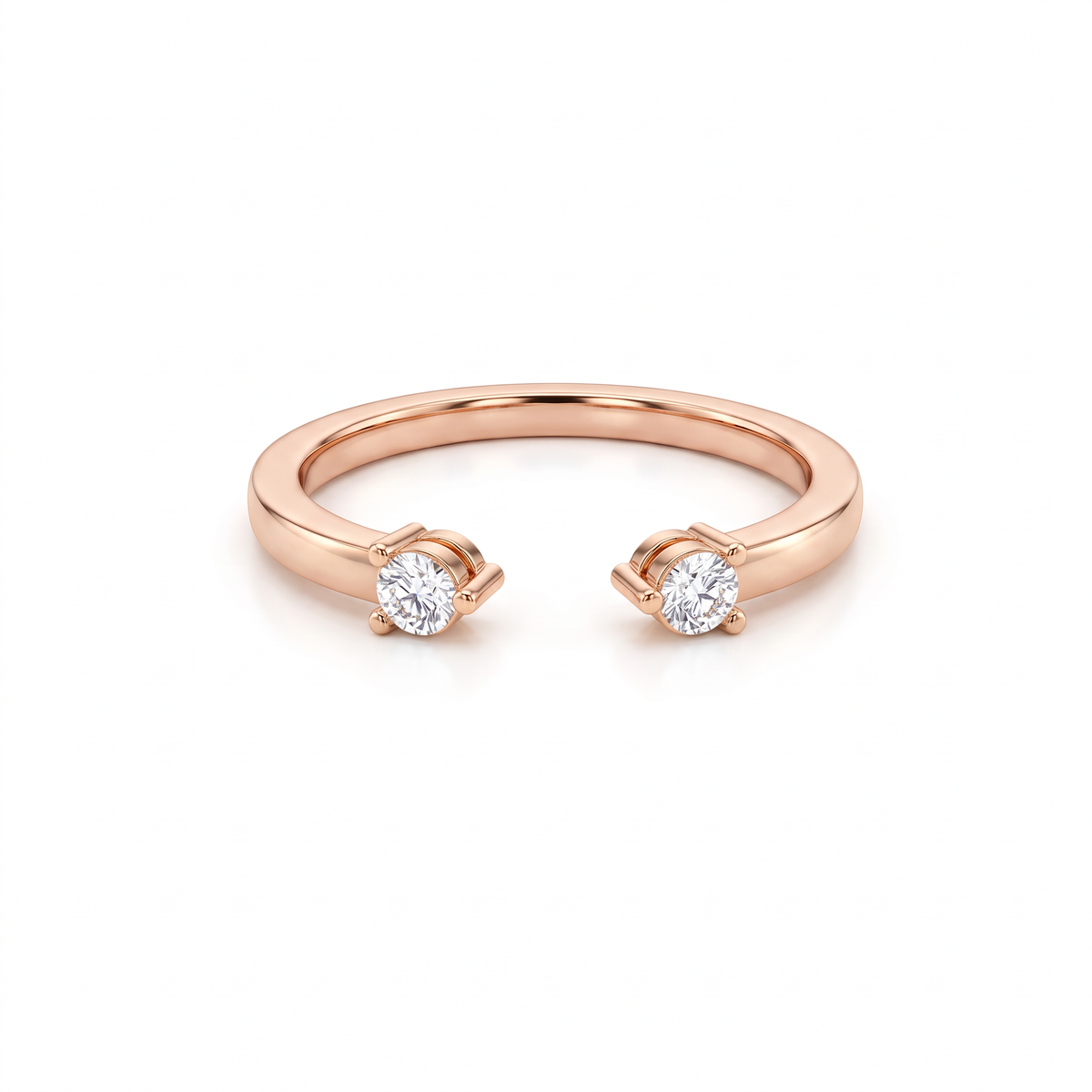 Open Toi et Moi Wedding Band with two round Lab-Grown Diamonds in 14K rose gold
