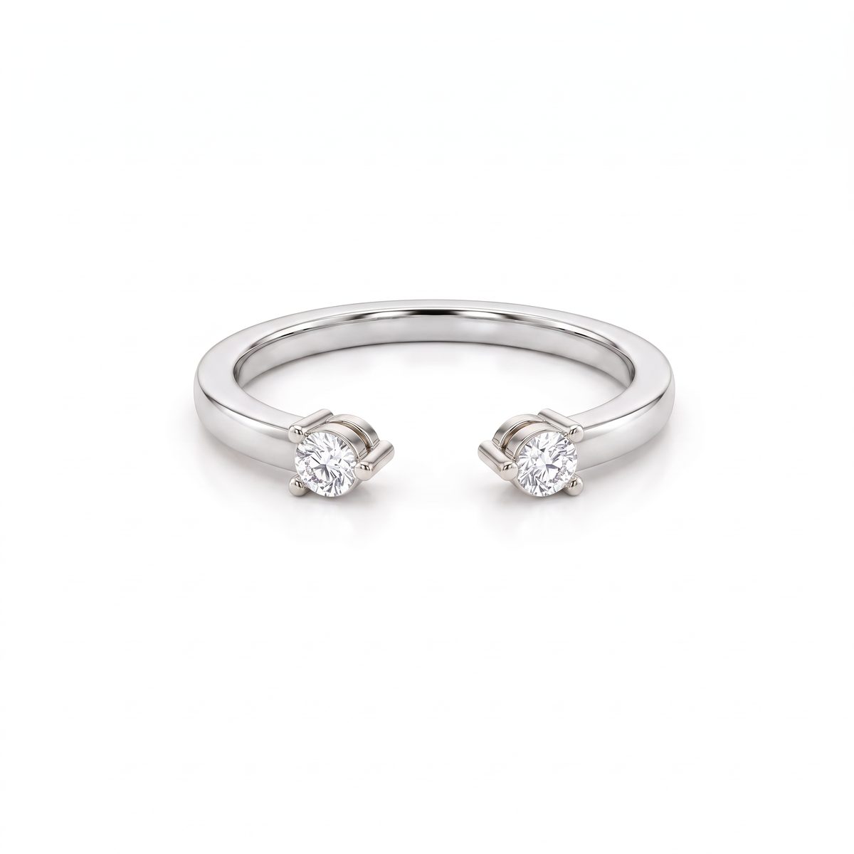 Open Toi et Moi Wedding Band with two round Lab-Grown Diamonds in 14K white gold