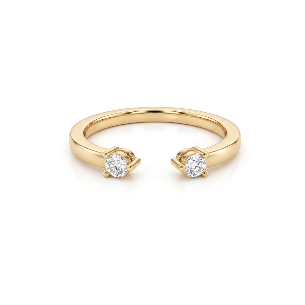 Open Toi et Moi Wedding Band with two round Lab-Grown Diamonds in 14K yellow gold