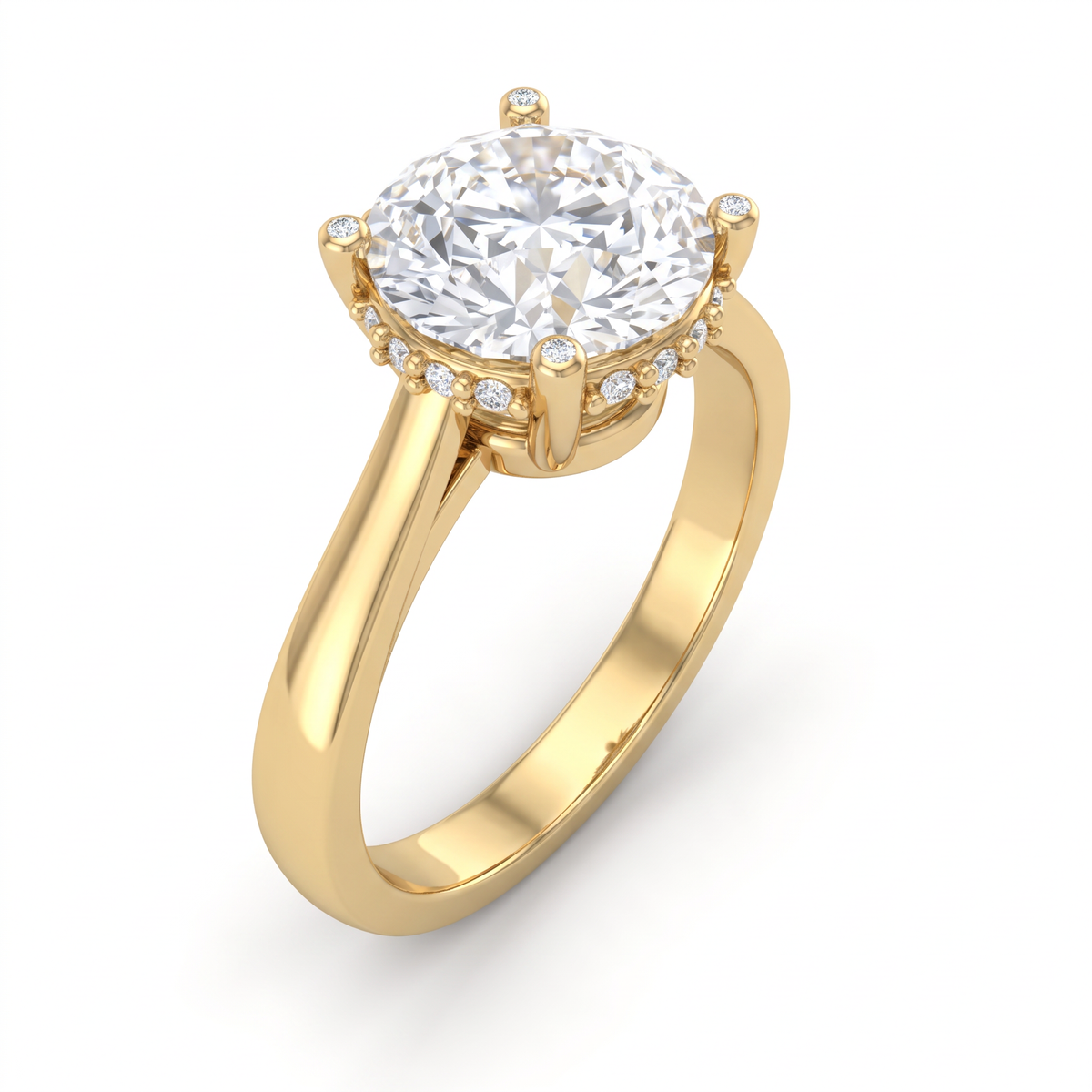 2ct Round Hidden Halo Lab-Grown Diamond Engagement Ring – 14K Gold